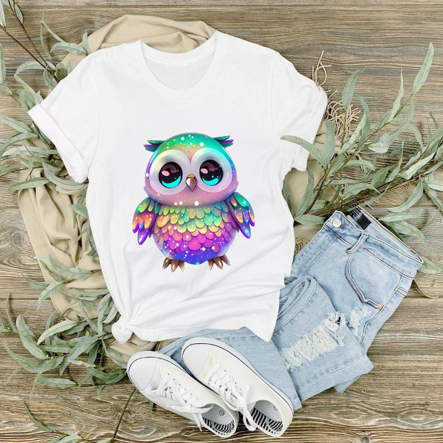 Big Eyed, White Speckled, Multifärgad Uggla Graphi T Shirt (Skapare uppladdad)