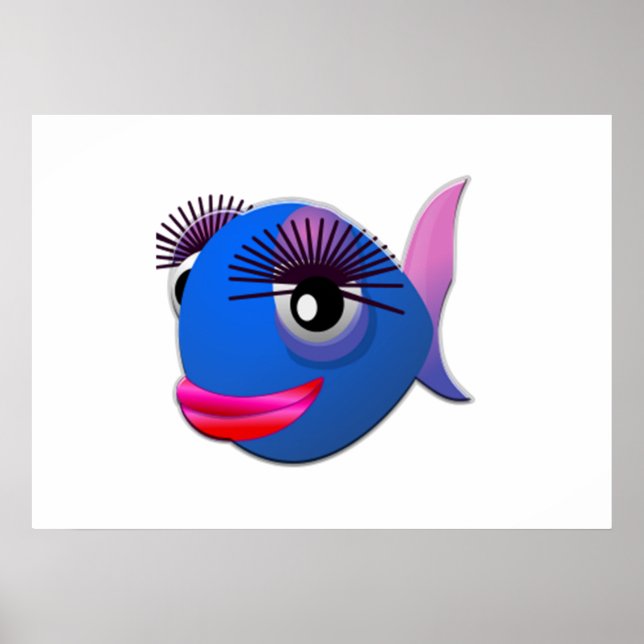 Big Eyelash Tecknad Fish Poster (Framsidan)