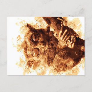 Big Eyes Monkey Coffee Art_633c3e6ae98b6de43e0a6dc Helg Vykort