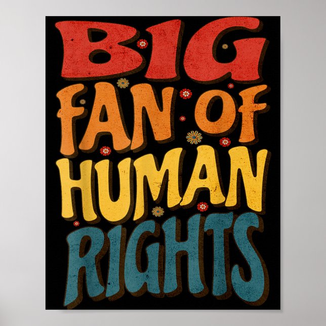 Big Fan Of Human Rights Retro Style For Womens  Poster (Framsidan)