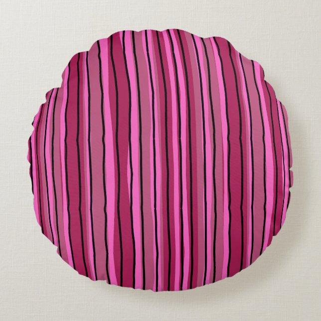 Big Färg Pop Shock rosa och Black Rand Rund Kudde (Framsidan)
