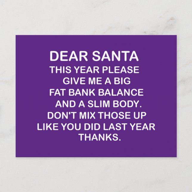 Big Fat Bank Account,funny Christmas Vykort (Framsida)