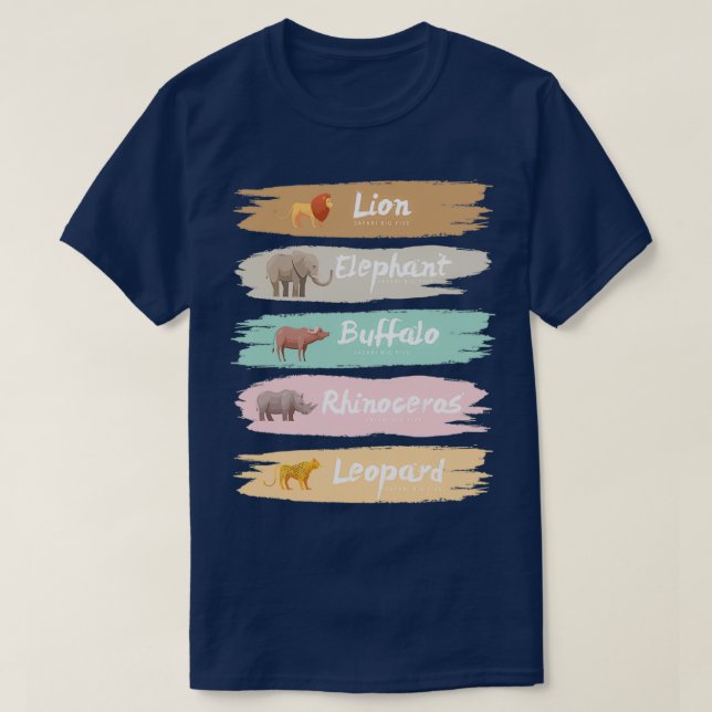 Big Fem Safari Animals Pastel-borste T Shirt (Design framsida)