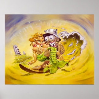 Big Fish för en Tiki Surfer Poster