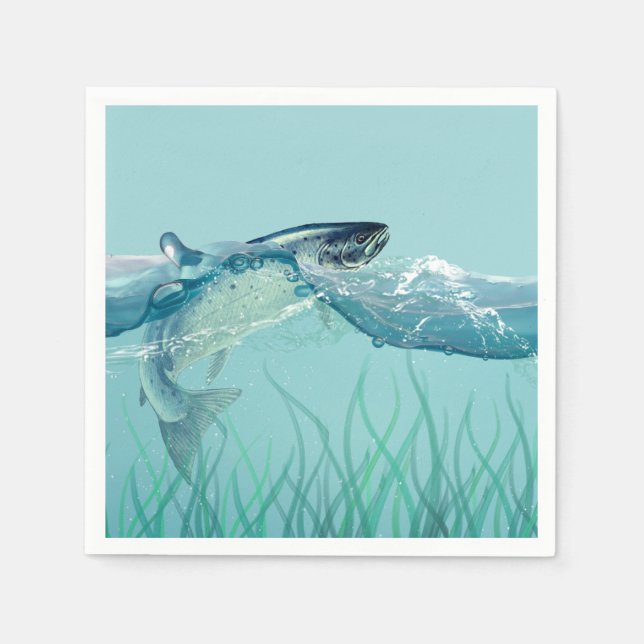 Big Fish i Vatten Birthday Pappersservett (Framsidan)