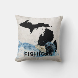 Big Fish i Vatten med Michigan Graphic Kudde
