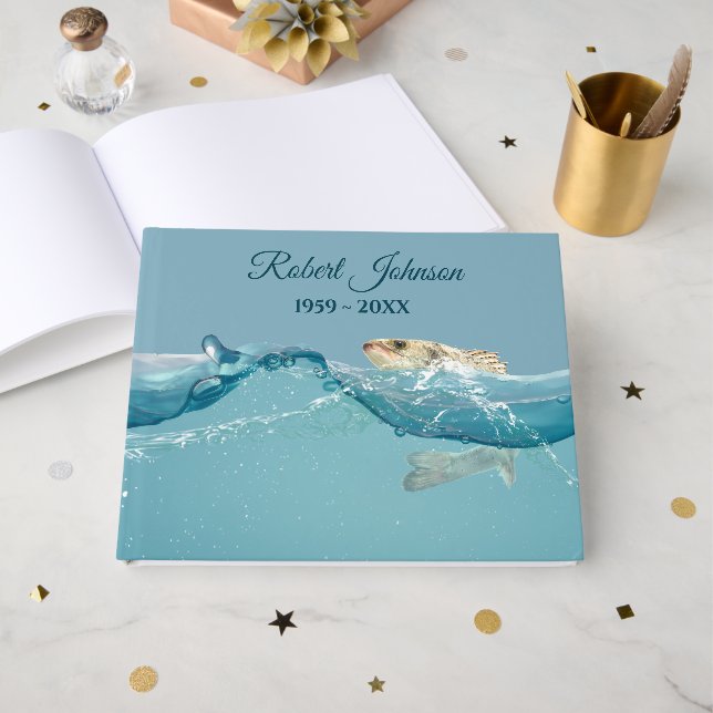 Big Fish in Water for Funeral Gästböcker (Framsida Öppen)