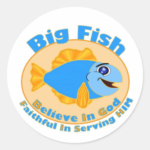 Big Fish tror på Gud Runt Klistermärke