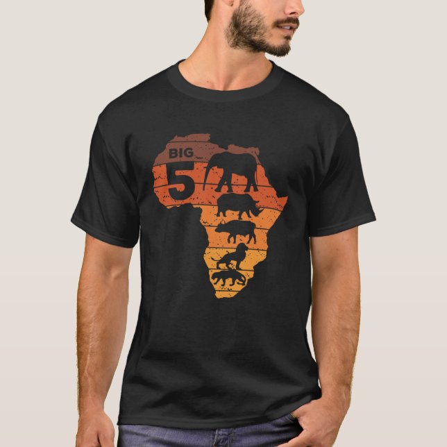 Big Five African Animals Elephant Rhino Buffalo Li T Shirt (Framsida)