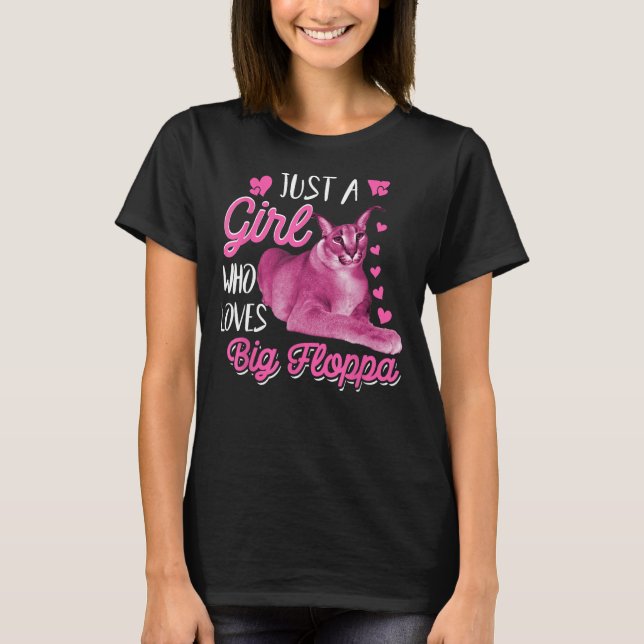 Big Floppa Caracal Cat Meme Girl Kärlek Big Flo T Shirt (Framsida)