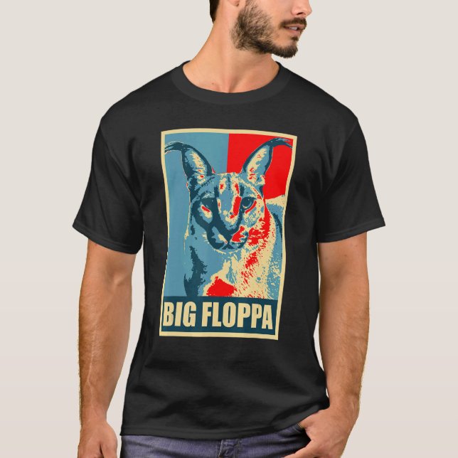 Big Floppa Caracal Katt Meme 3 T Shirt (Framsida)