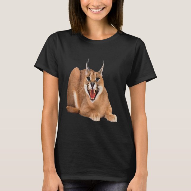 Big Floppa Cat caracal T Shirt (Framsida)