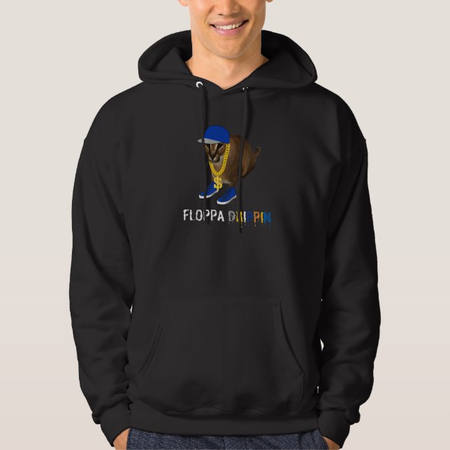 Big Floppa Drippin  Caracal Big Cat Meme Hoodie (Framsida)