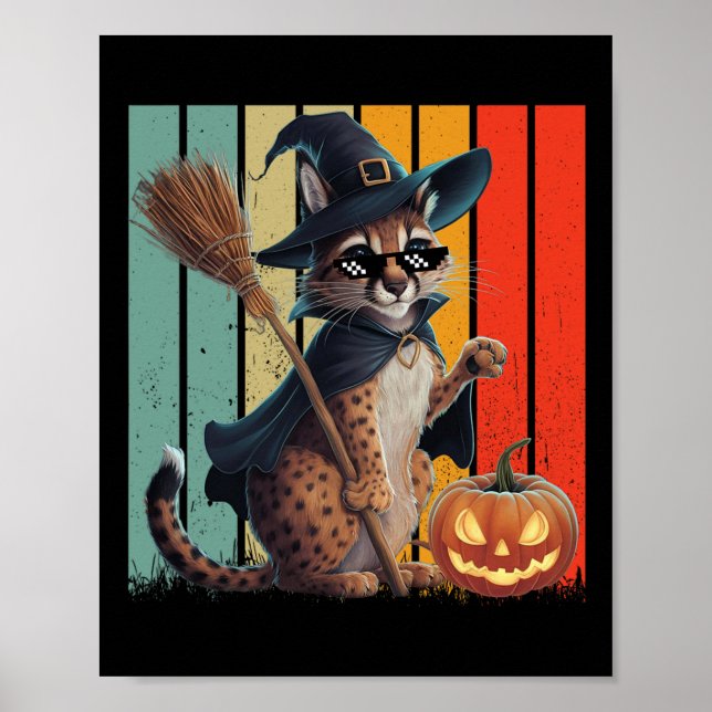 Big Floppa Meme Caracal Cat Halloween Poster (Framsidan)