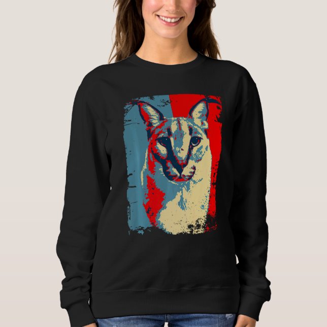 Big Floppa Meme cat Cute Caracal Cat retro distres T Shirt (Framsida)