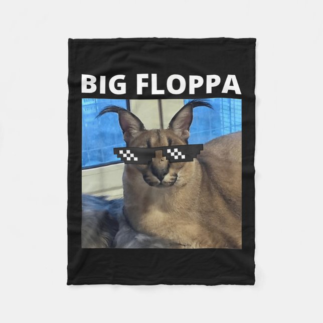 Big Floppa Meme Cat Fleecefilt (Framsidan)