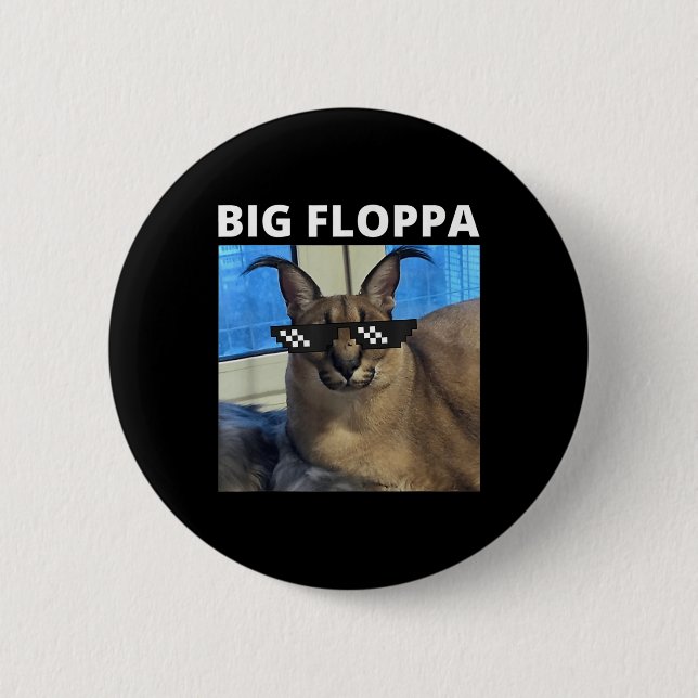 Big Floppa Meme Cat Knapp (Framsida)