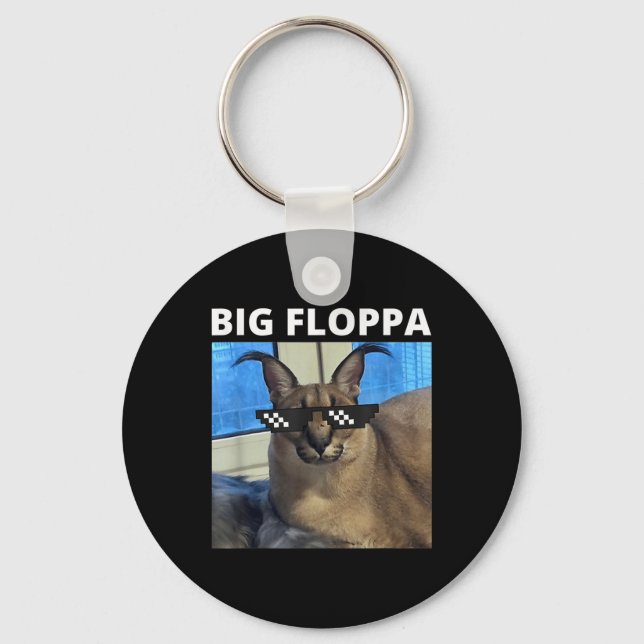 Big Floppa Meme Cat Nyckelring (Framsida)