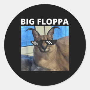 Big Floppa Meme Cat Runt Klistermärke