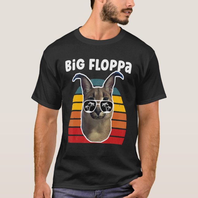 Big Floppa Meme Cat T Shirt (Framsida)