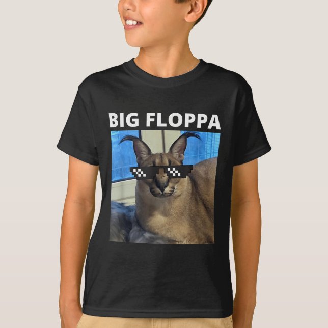 Big Floppa Meme Cat T Shirt (Framsida)