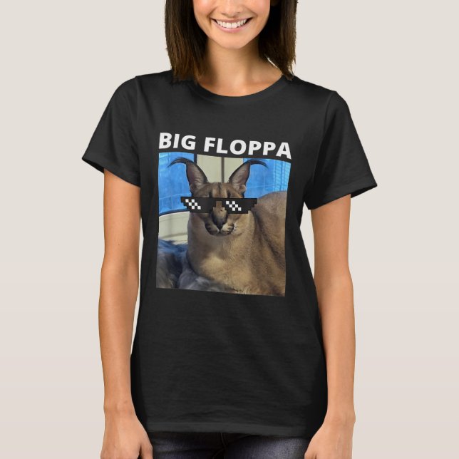 Big Floppa Meme Cat T Shirt (Framsida)