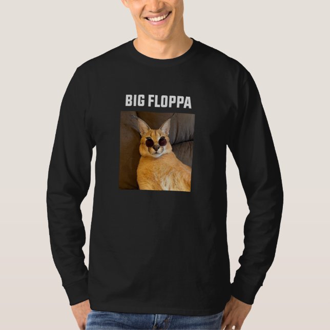 Big Floppa Meme Cat T Shirt (Framsida)