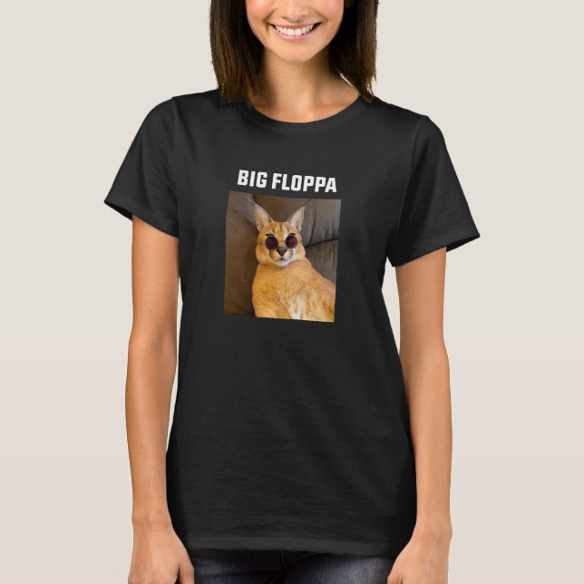 Big Floppa Meme Cat T Shirt (Framsida)