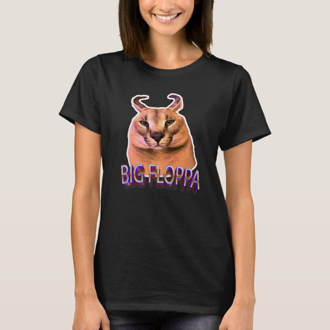 Big Floppa Meme Cat T Shirt (Framsida)