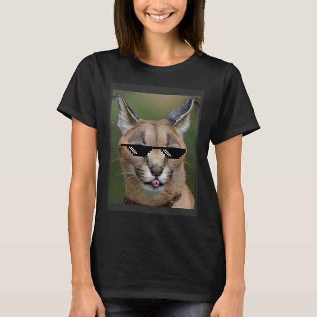 Big Floppa Meme Cute AKA Gregory  ears T Shirt (Framsida)