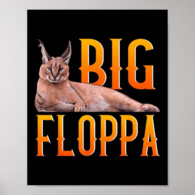 Big Floppa Meme Cute Caracal Cat Poster (Framsidan)