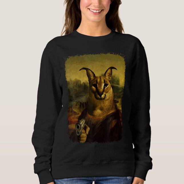 Big Floppa Meme  Cute Caracal Cat with gun T Shirt (Framsida)