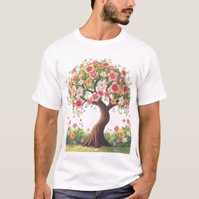 Big Flowers Träd T-shirt (Framsida)