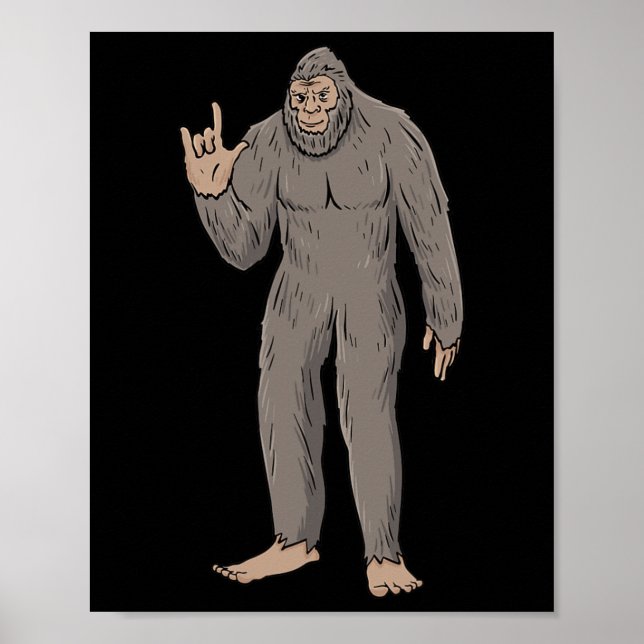 Big Foot Asl Hand Gesture Döv Hearing Loss Awaren Poster (Framsidan)
