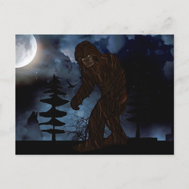Big Foot eller Sasquatch Varg Howling Full Moon Vykort (Framsida)