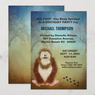 Big Foot Födelsedagsfest inbjudan