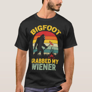 Big Foot Grabbade Min Wiener Rolig Sasquatch För M T Shirt