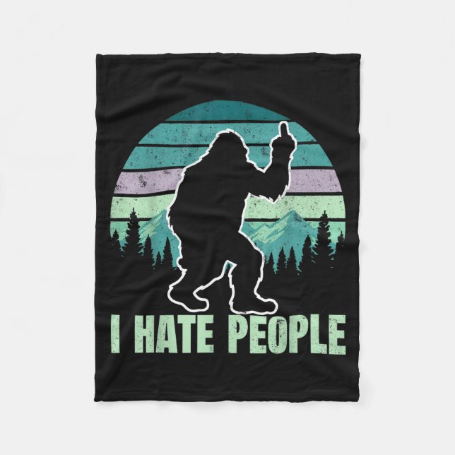 Big Foot I Hate People Middle Finger Sasquatch Ret Fleecefilt (Framsidan)