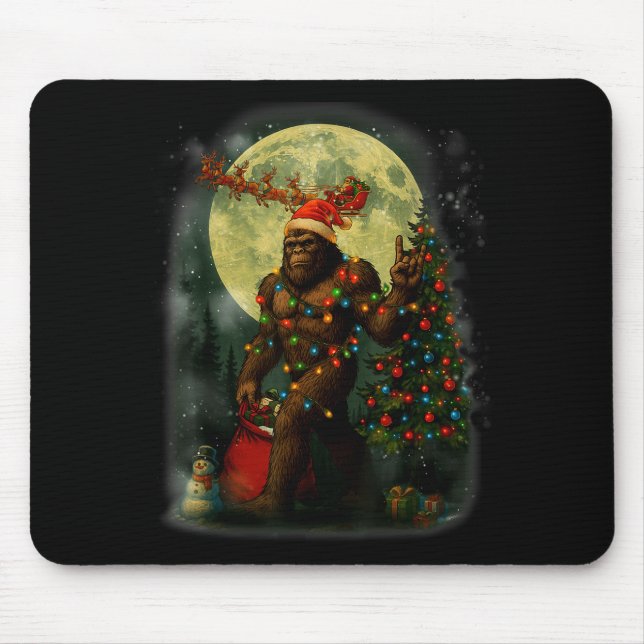 Big Foot Rock On Santa Snowman Christmas Tree Xmas Musmatta (Framsidan)