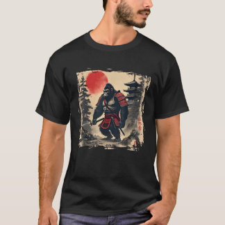 Big Foot Samurai Japansk Solnedgång Rolig Grafisk T Shirt