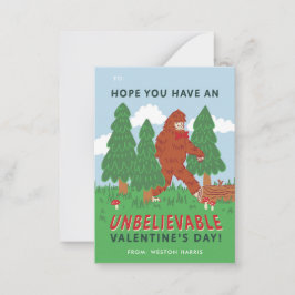 Big Foot Sasquatch Classroom Valentines Exchange Anteckningskort
