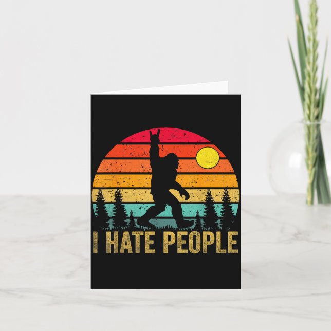 Big Foot Sasquatch I Hate People Funny Bigfoot Vin Kort (Framsida)