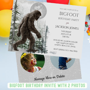 Big Foot/Sasquatch Two Photo Födelsedagsfest Inbjudningar