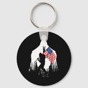 Big Foot Shirt Bigfoot American Flagga Patriotic Nyckelring
