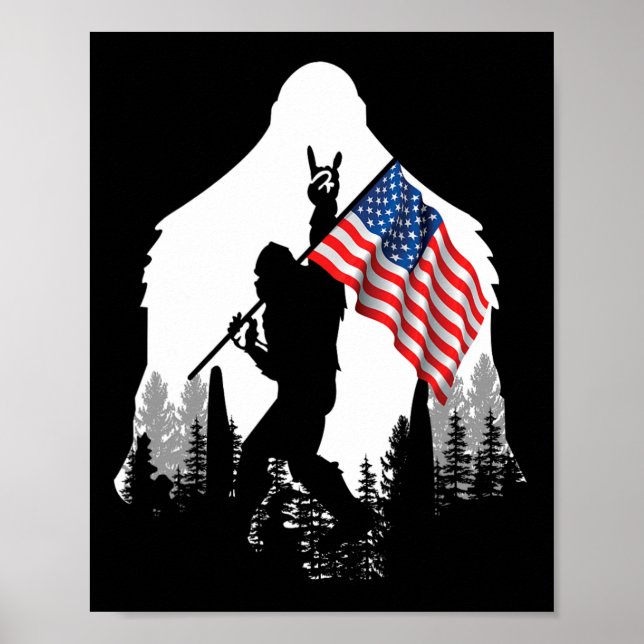 Big Foot Shirt - Bigfoot Sasquatch American Flagga Poster (Framsidan)