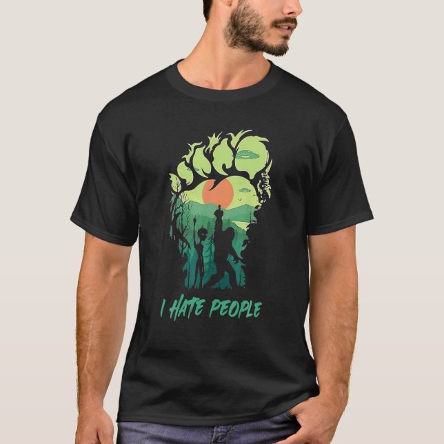 Big Foot St. Patricks Day, jag Hate People Saint P T Shirt (Framsida)