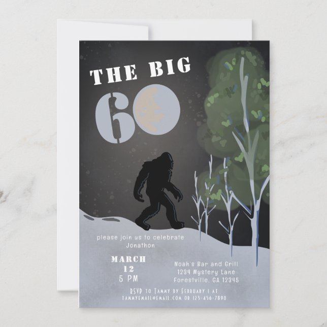 Big Foot Vild Äventyr 60:e födelsedagen Inbjudningar (Framsida)