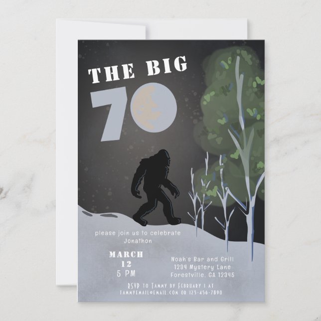 Big Foot Vild Äventyr 70:e födelsedagen Inbjudningar (Framsida)