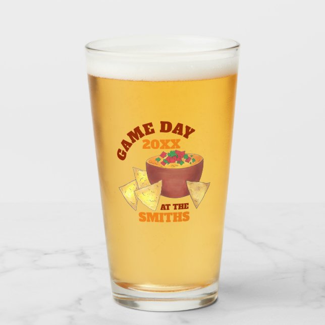 Big Football Game Tailgate Party Chip Cheese Dip Glaskopp (Framsida fylld)