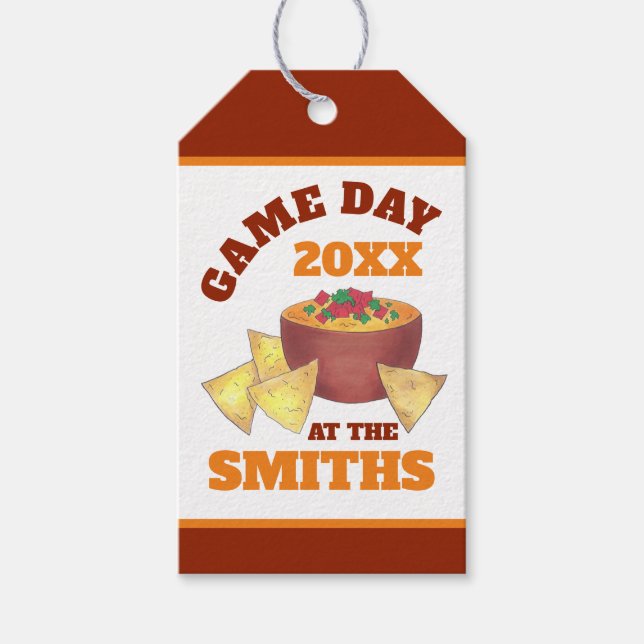 Big Football Game Tailgate Party Chip Cheese Dip Presentetikett (Framsidan)